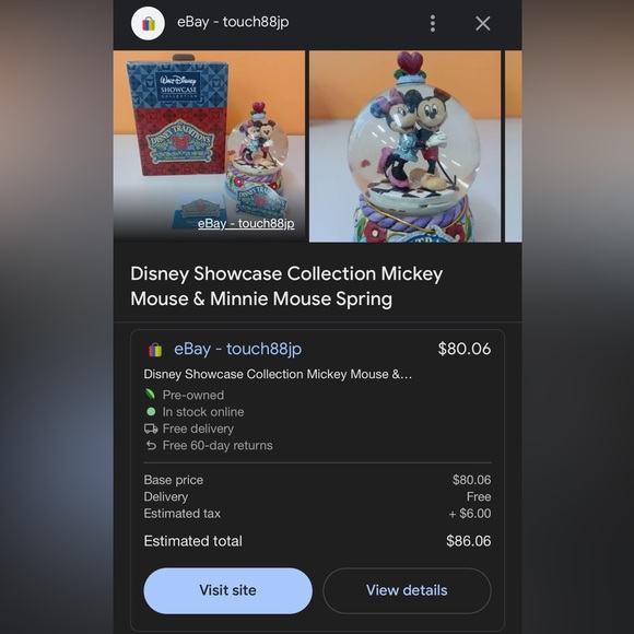 Vintage Walt Disney Mickey and Minnie Mouse Snowglobe - Picture 4 of 4